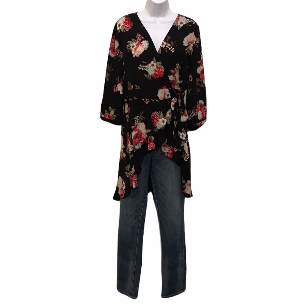 SOLD-Torrid Floral Georgette High-low Tunic Top